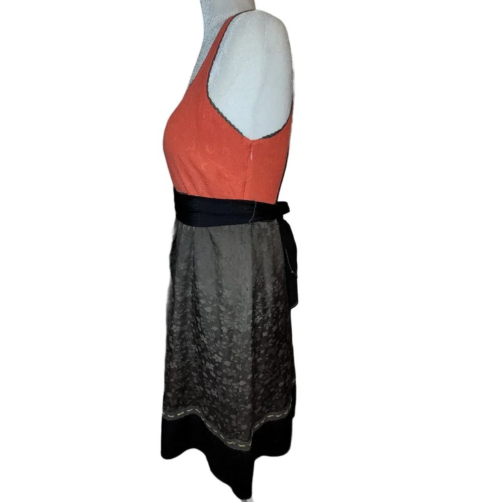Moulinette Soeurs Womens Size 0 100% Silk Belted Imprint Dress Sleeveless Anthro - Picture 6 of 10